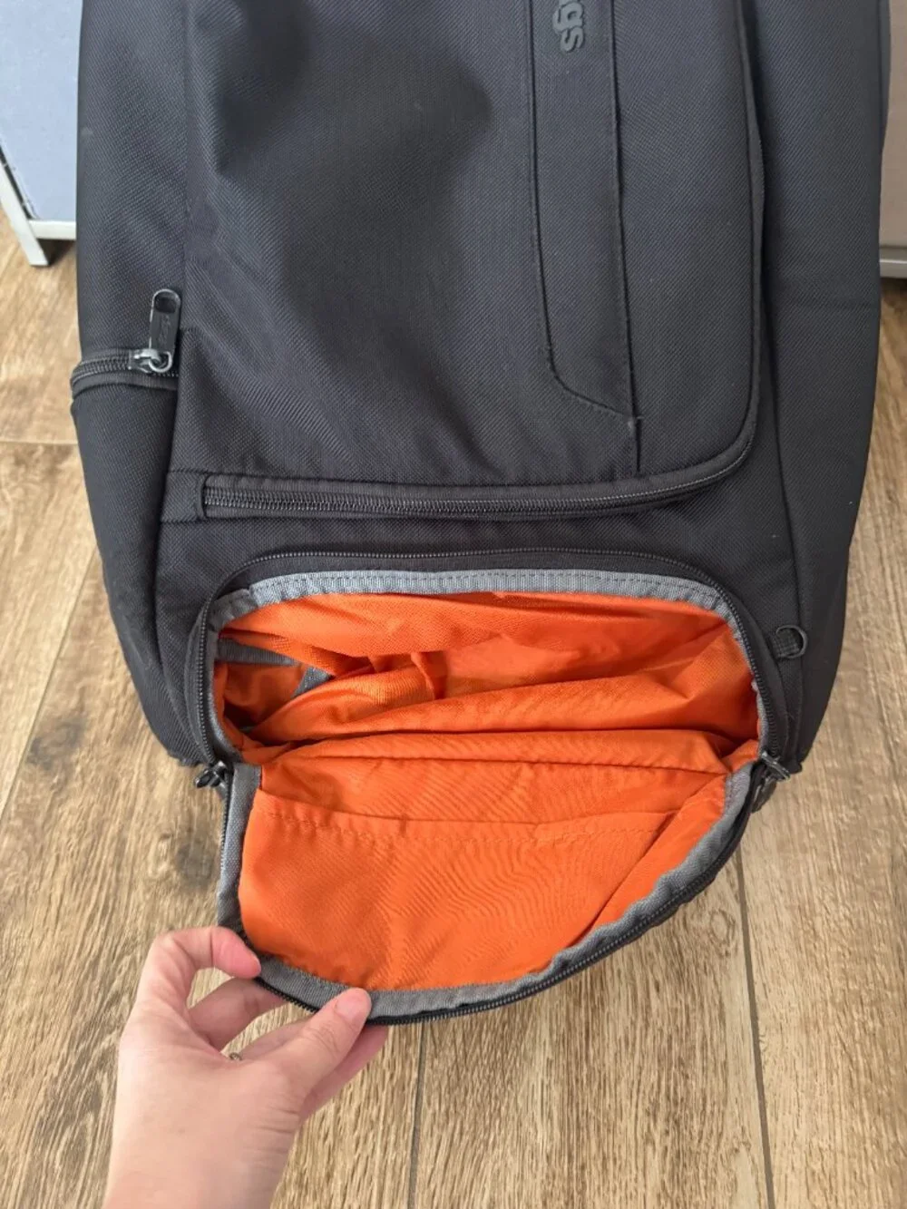 eBags Professional Travel Backpack Black & Orange Laptop Organizer, Carry On Bag